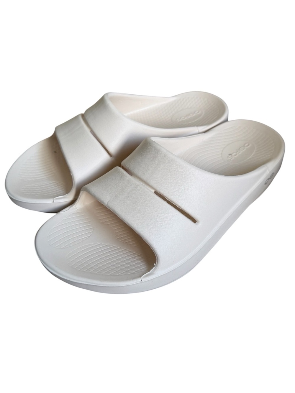 Oofos Ooahh Women Sandal Off White Open Toe Comfortable Slip On Casual Size 10